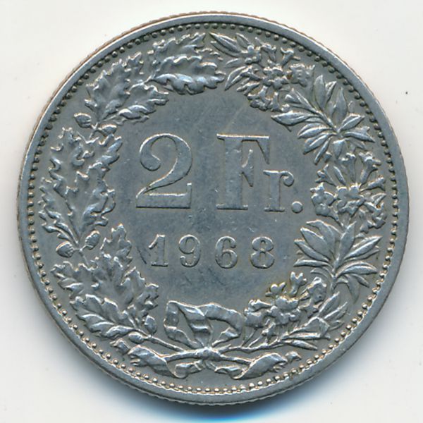 Швейцария, 2 франка (1968 г.)