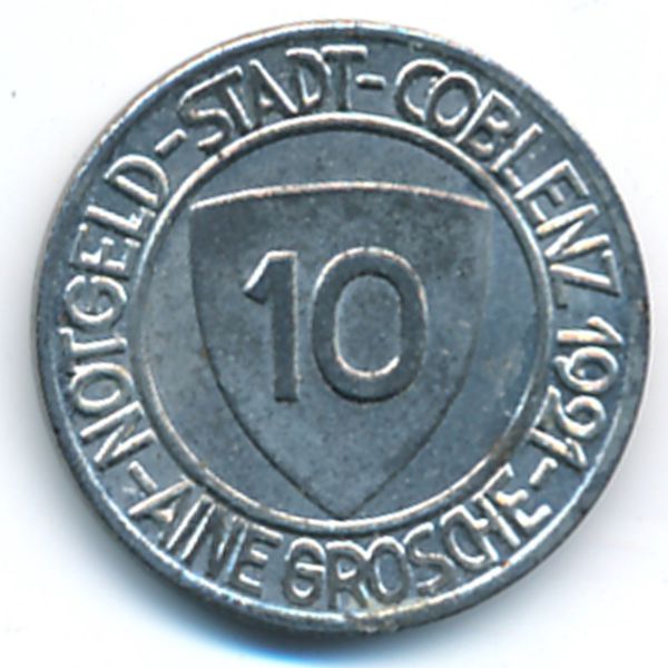 Кобленц., 10 пфеннигов (1921 г.)