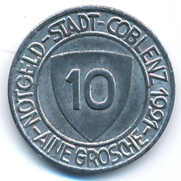 Кобленц., 10 пфеннигов (1921 г.)