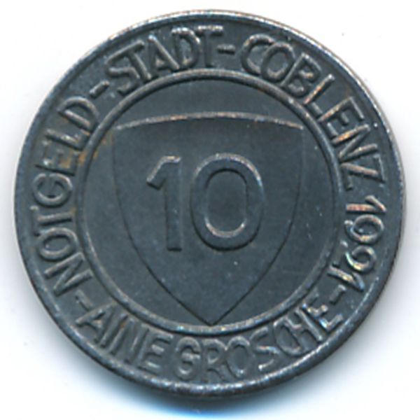 Кобленц., 10 пфеннигов (1921 г.)