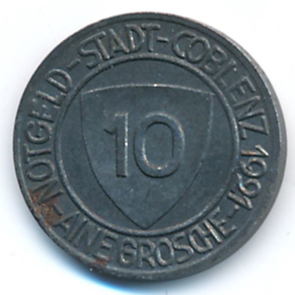 Кобленц., 10 пфеннигов (1921 г.)