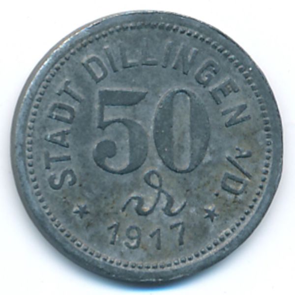 Диллинген-на-Дунае., 50 пфеннигов (1917 г.)