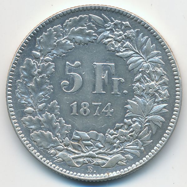 Швейцария, 5 франков (1874 г.)