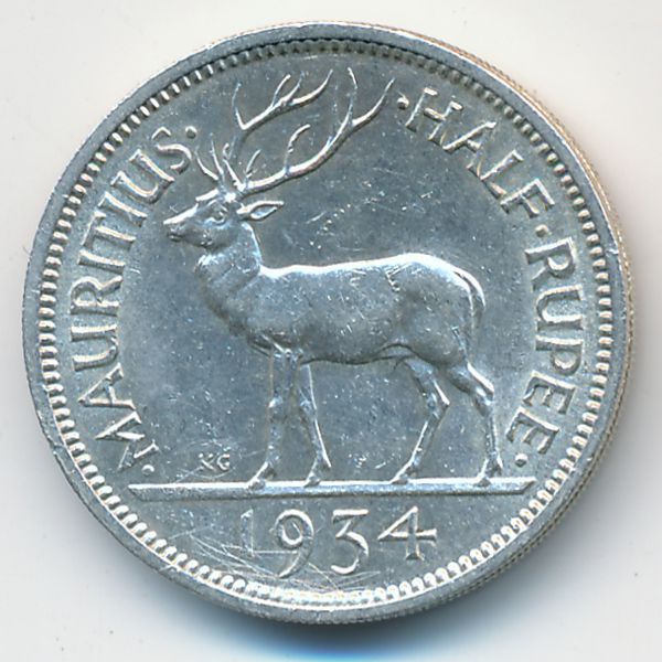 Маврикий, 1/2 рупии (1934 г.)