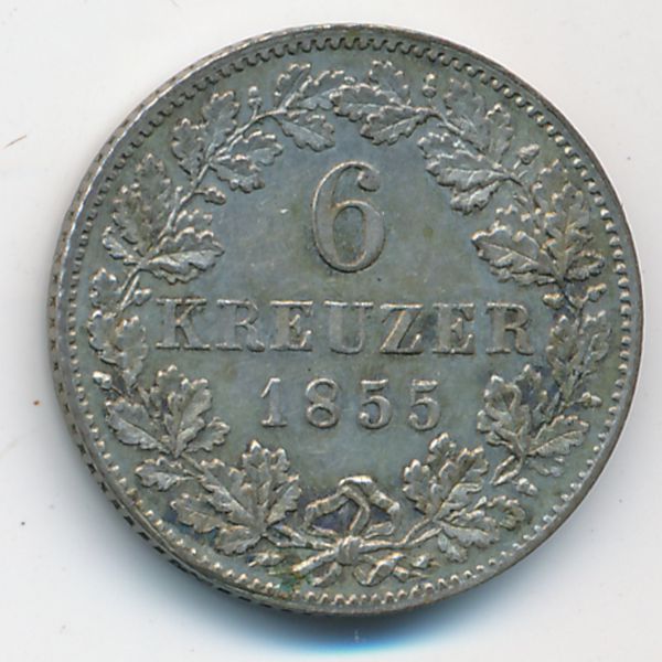 Вюртемберг, 6 крейцеров (1855 г.)