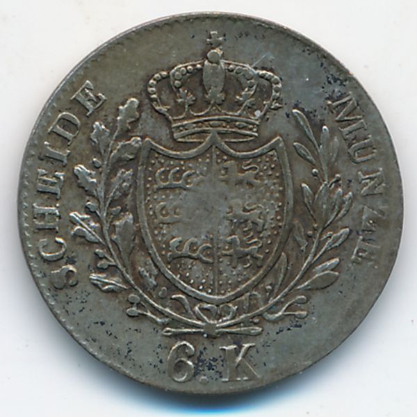 Вюртемберг, 6 крейцеров (1833 г.)