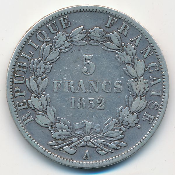 Франция, 5 франков (1852 г.)