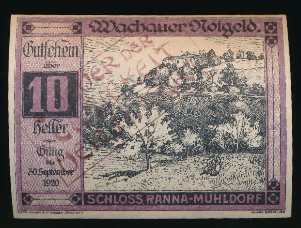 Нотгельды Австрии, 10 геллеров (1920 г.)