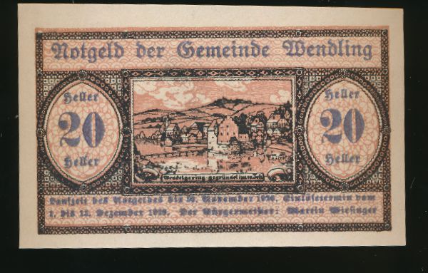 Нотгельды Австрии, 20 геллеров (1920 г.)