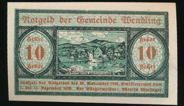 Нотгельды Австрии, 10 геллеров (1920 г.)