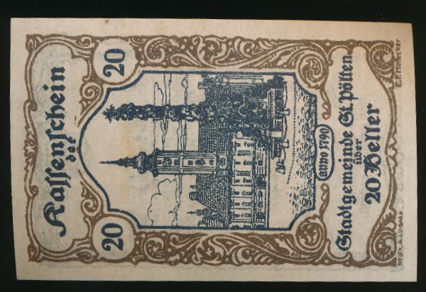 Нотгельды Австрии, 20 геллеров (1920 г.)