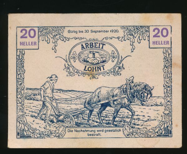 Нотгельды Австрии, 20 геллеров (1920 г.)