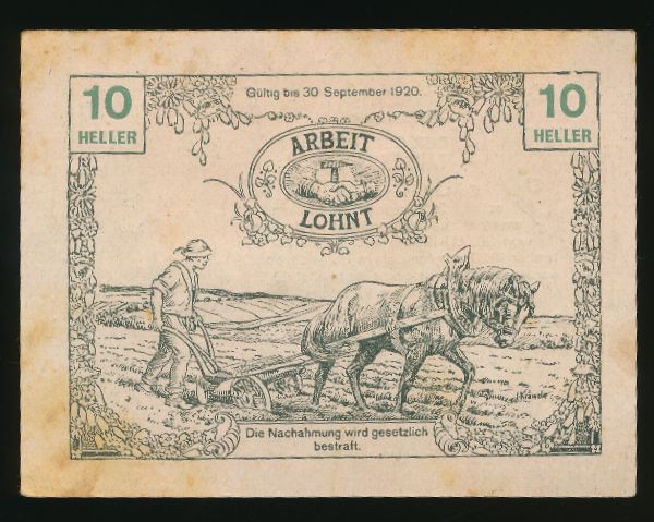 Нотгельды Австрии, 10 геллеров (1920 г.)