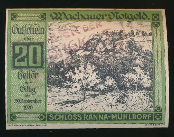Нотгельды Австрии, 20 геллеров (1920 г.)