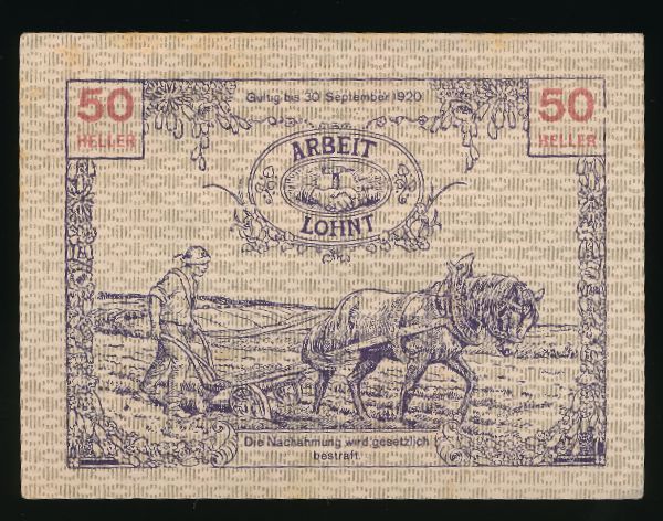 Нотгельды Австрии, 50 геллеров (1920 г.)
