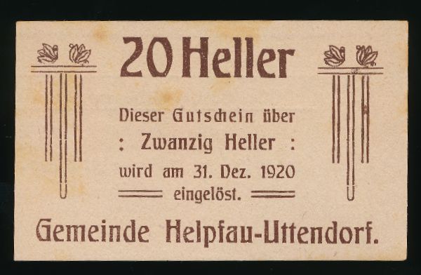 Нотгельды Австрии, 20 геллеров (1920 г.)