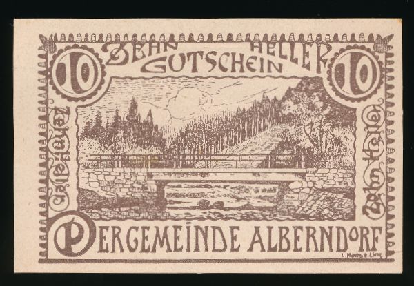 Нотгельды Австрии, 10 геллеров (1920 г.)