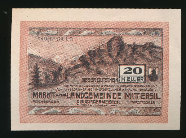 Нотгельды Австрии, 20 геллеров (1920 г.)