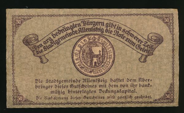 Нотгельды Австрии, 50 геллеров (1920 г.)