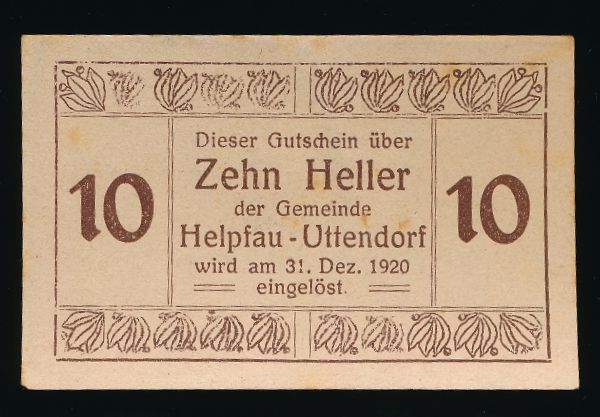 Нотгельды Австрии, 10 геллеров (1920 г.)