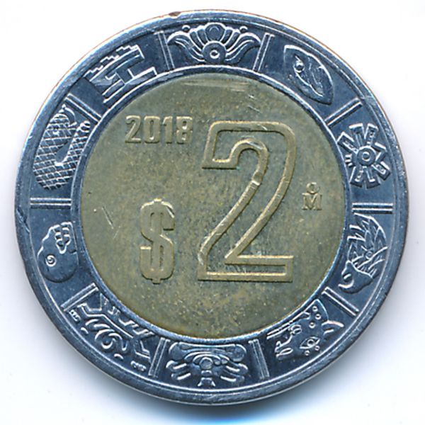 Мексика, 2 песо (2018 г.)