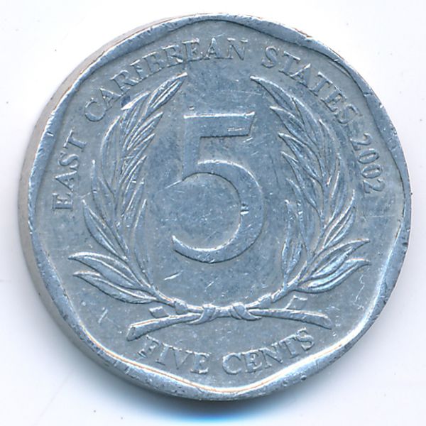 Восточные Карибы, 5 центов (2002 г.)