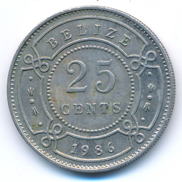 Белиз, 25 центов (1986 г.)