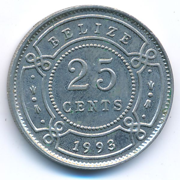 Белиз, 25 центов (1993 г.)