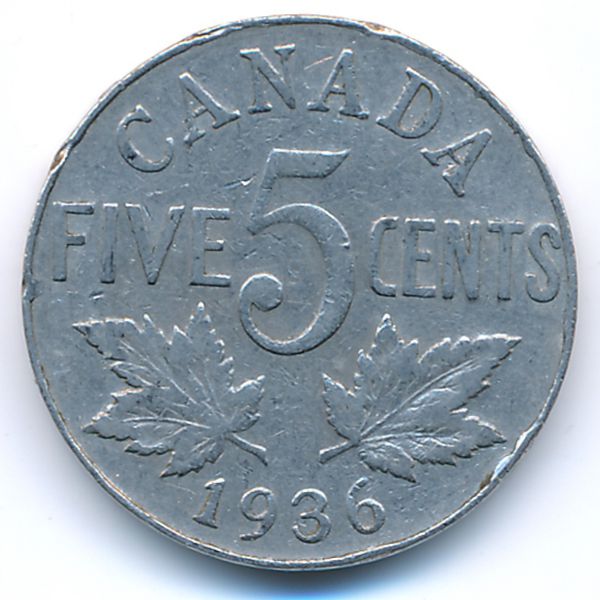 Канада, 5 центов (1936 г.)