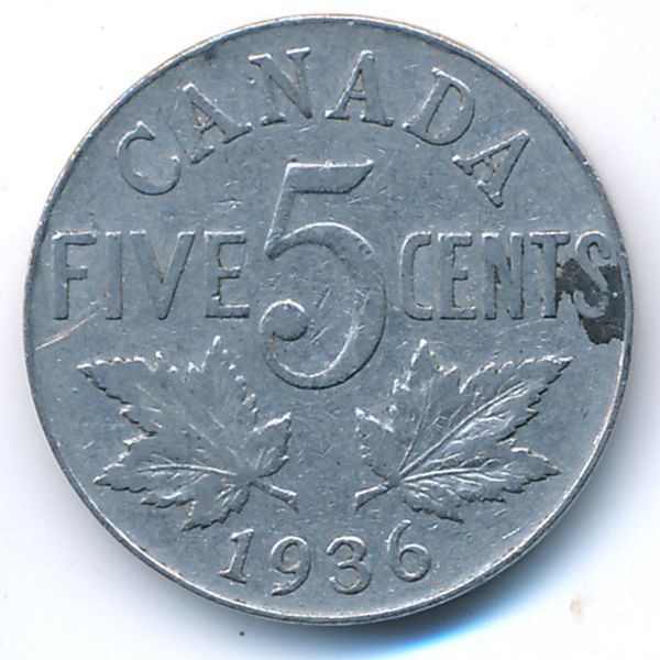 Канада, 5 центов (1936 г.)