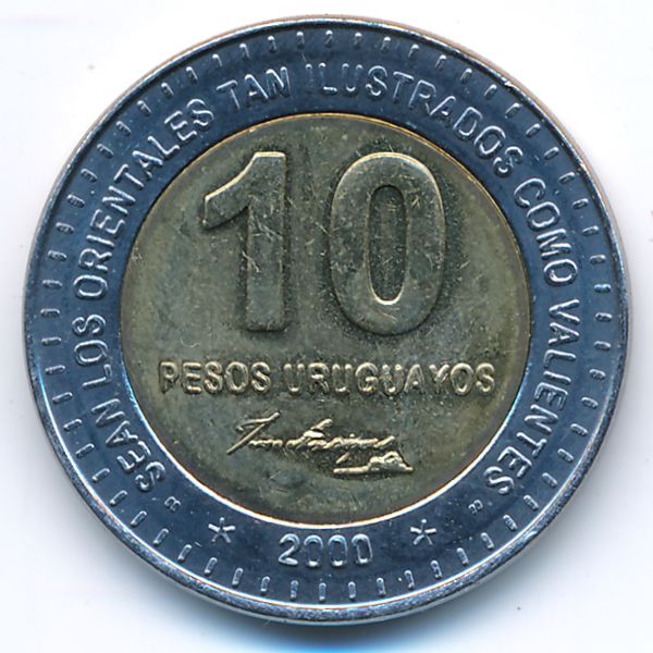 Уругвай, 10 песо (2000 г.)