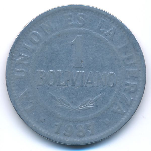 Боливия, 1 боливиано (1987 г.)