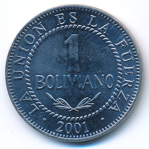 Боливия, 1 боливиано (2001 г.)