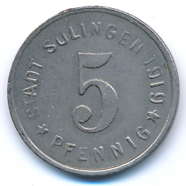 Золинген., 5 пфеннигов (1919 г.)