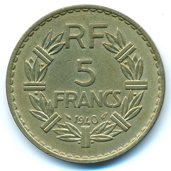 Франция, 5 франков (1940 г.)