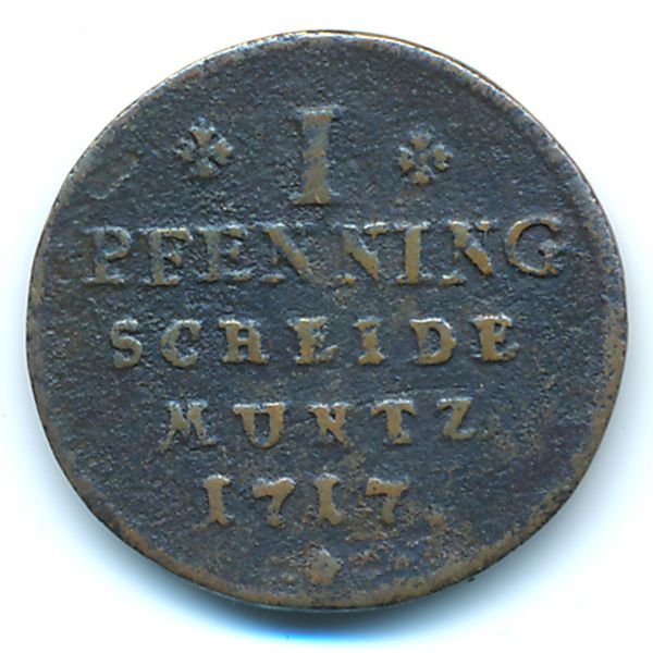 Брауншвейг-Люнебург-Каленберг-Ганновер, 1 пфеннинг (1717 г.)