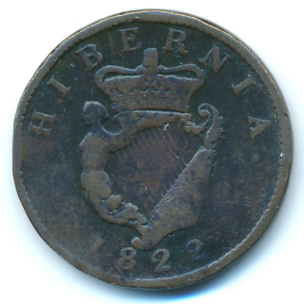 Великобритания, 1/2 пенни (1822 г.)