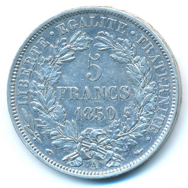 Франция, 5 франков (1850 г.)