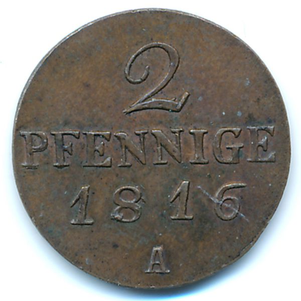 Пруссия, 2 пфеннига (1816 г.)