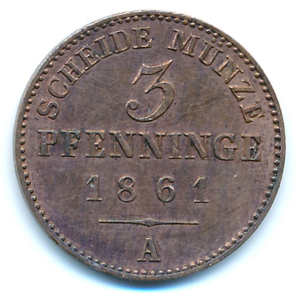 Пруссия, 3 пфеннинга (1861 г.)