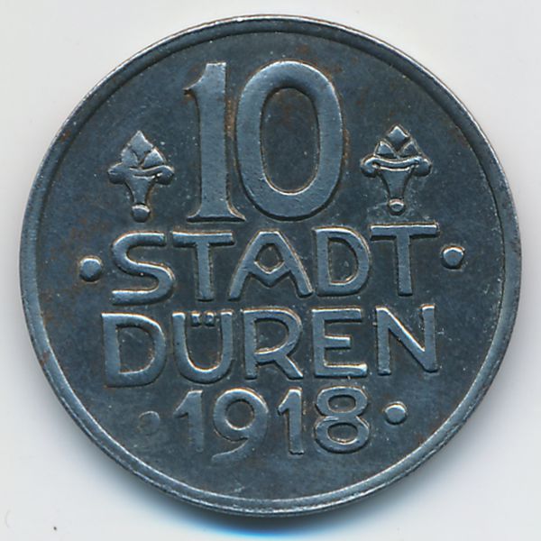 Дюрен., 10 пфеннигов (1918 г.)