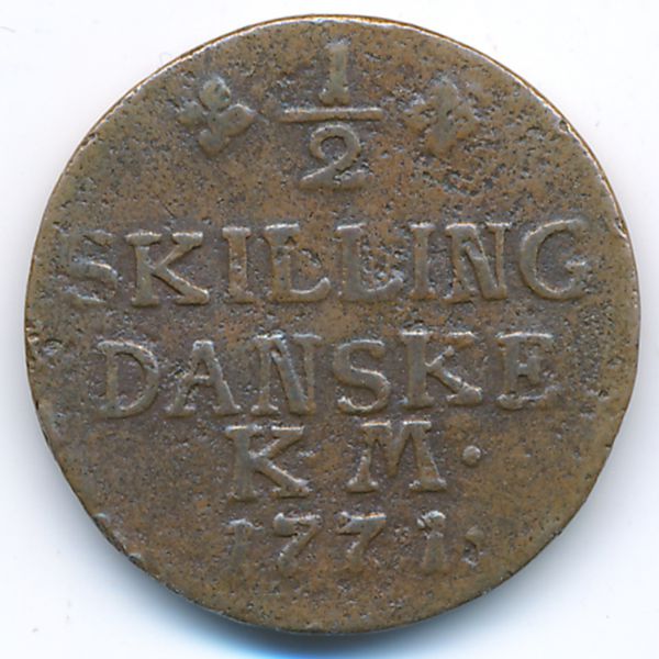 Дания, 1/2 скиллинга (1771 г.)