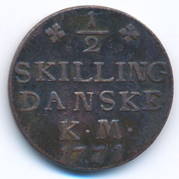 Дания, 1/2 скиллинга (1771 г.)