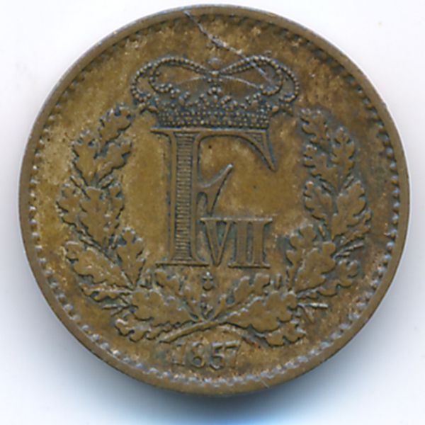 Дания, 1/2 скиллинга ригсмонт (1887 г.)