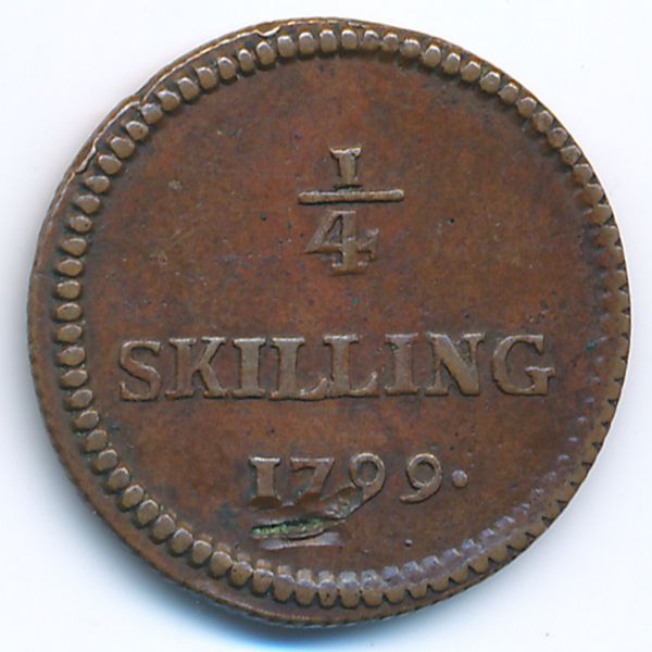 Швеция, 1/4 скиллинга (1799 г.)