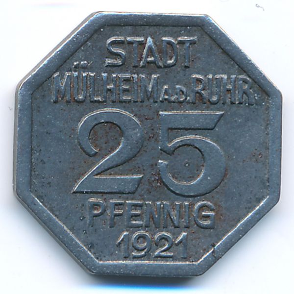 Мюльхайм., 25 пфеннигов (1921 г.)
