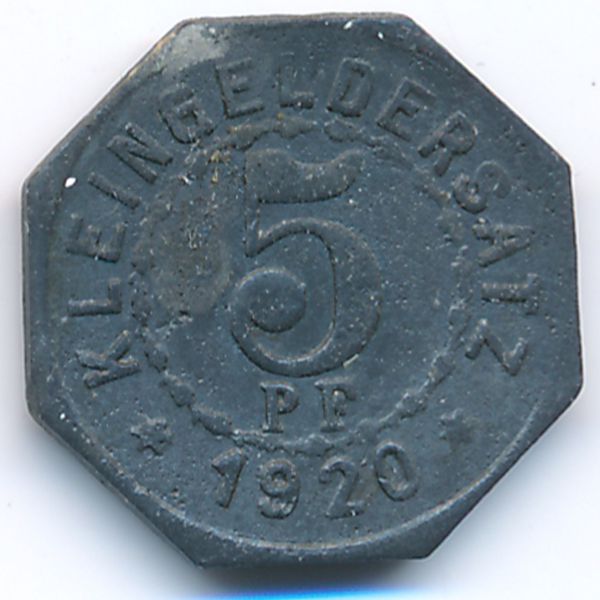 Мергентхайм., 5 пфеннигов (1920 г.)