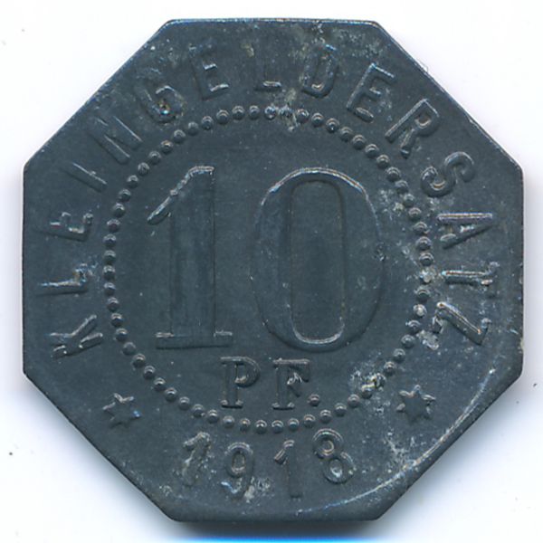 Мергентхайм., 10 пфеннигов (1918 г.)