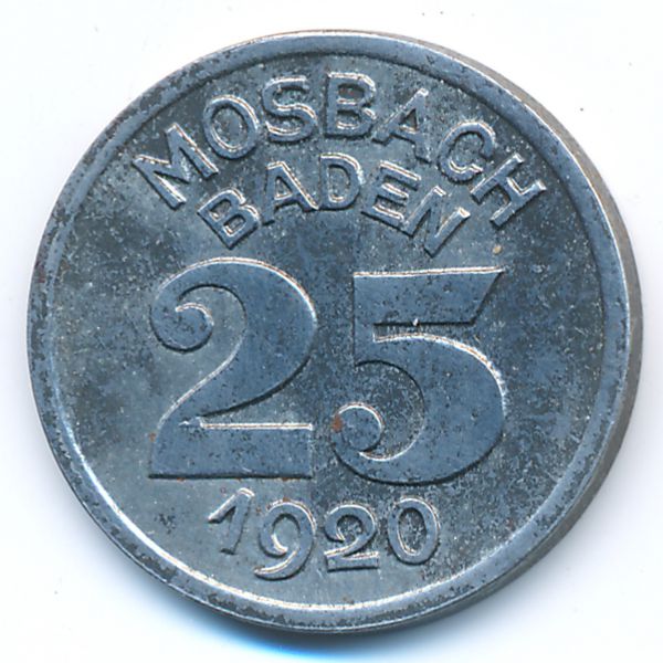Мосбах., 25 пфеннигов (1920 г.)