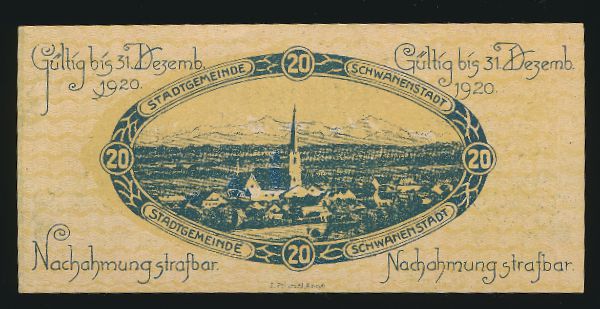 Нотгельды Австрии, 20 геллеров (1920 г.)